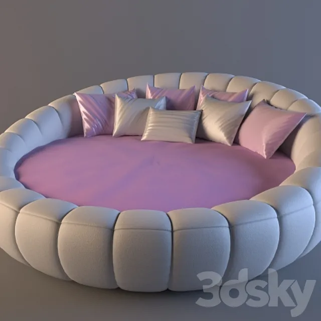Round bed F3682 3DSMax File