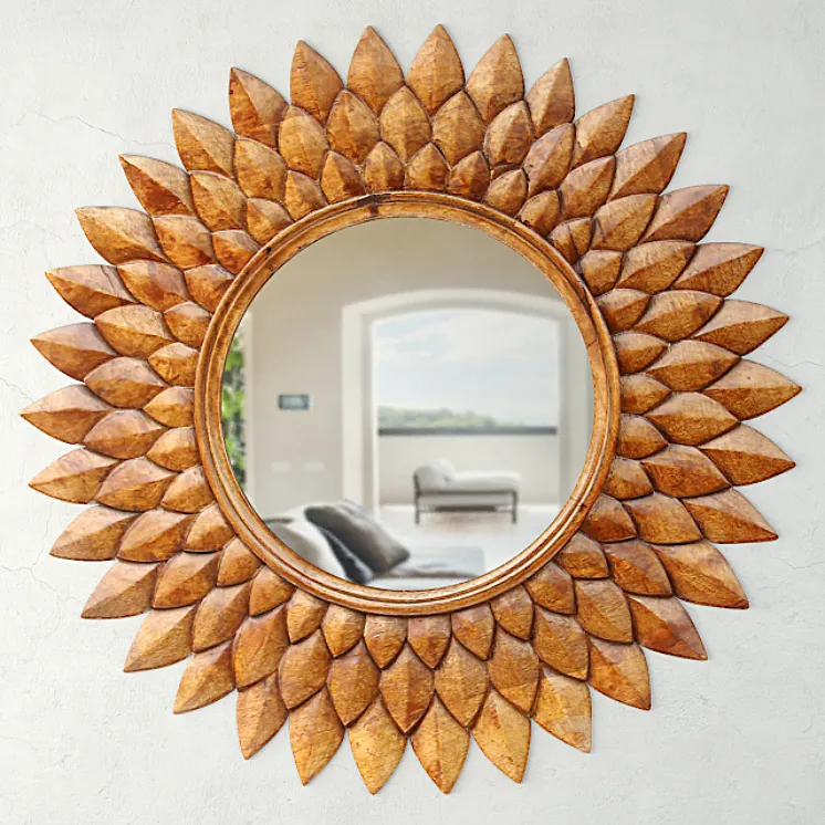 Round Carved Lotus Mirror 3DS Max