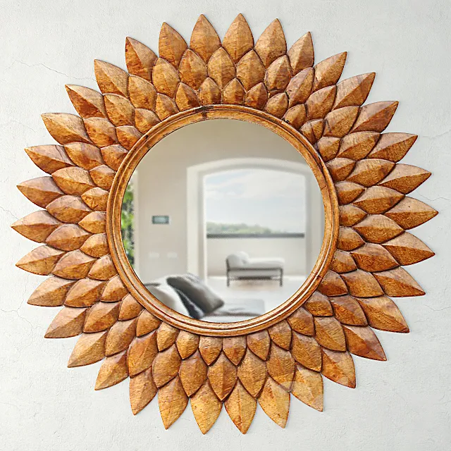 Round Carved Lotus Mirror 3DSMax File