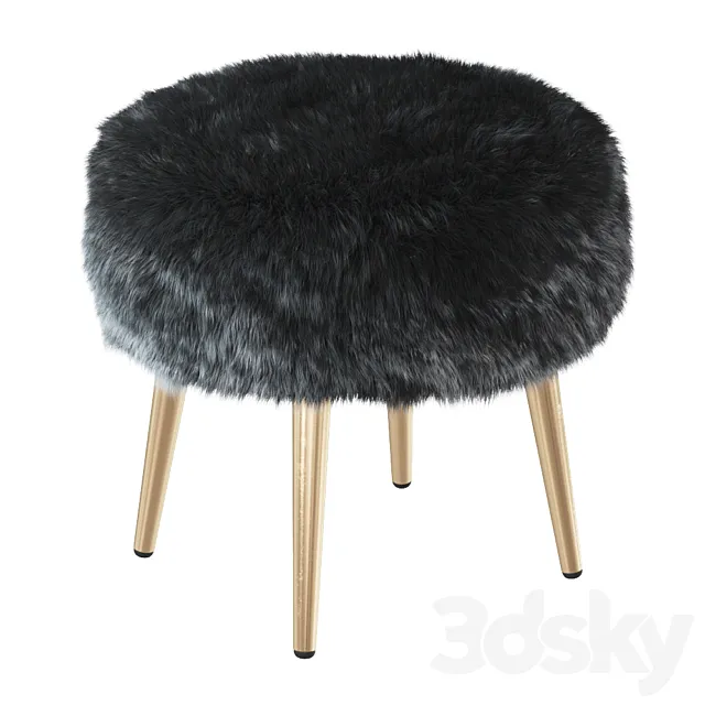 Round chair black fur 3DSMax File
