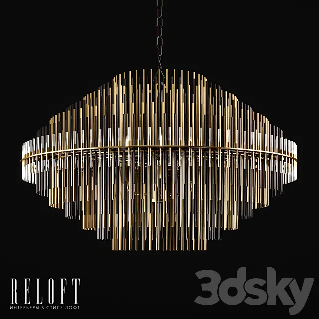 Round chandelier Emile in metal and glass 3DSMax File