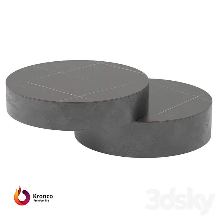 Round coffee table made of Kronco Duet porcelain stoneware 3DS Max
