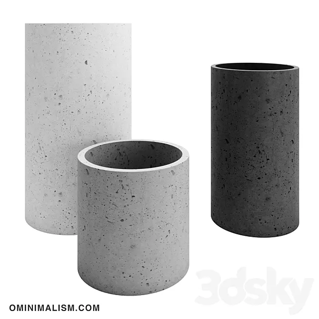 Round concrete tubs Ominimalism 3DS Max Model