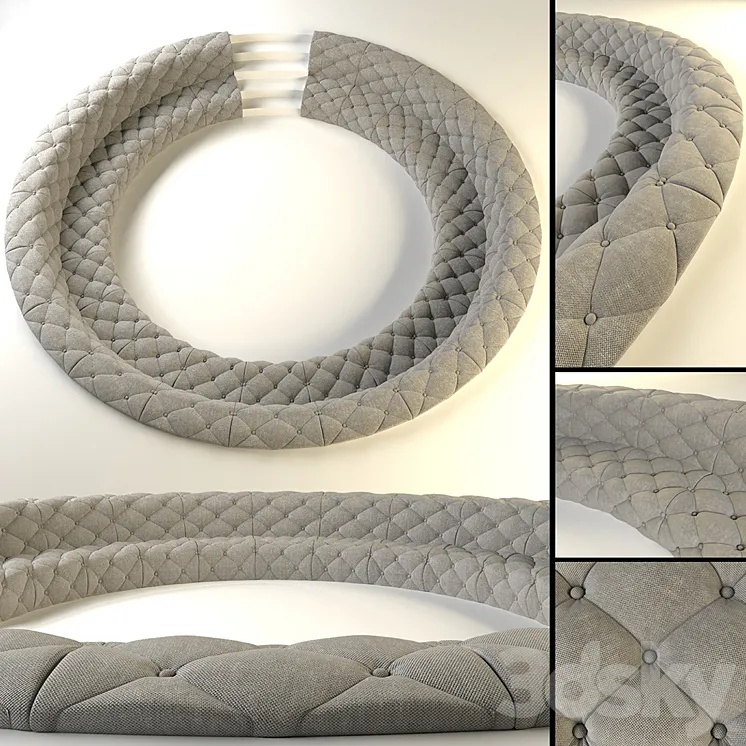 round couch built-in floor 3DS Max