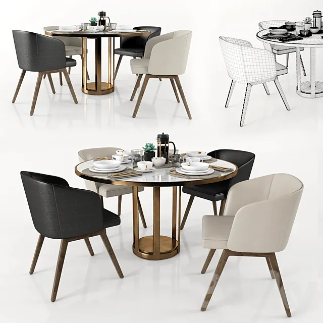 round dining set 3ds Max
