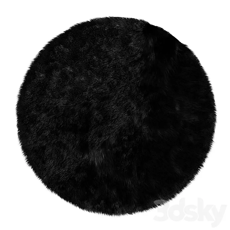 Round fluffy black carpet 3DS Max Model