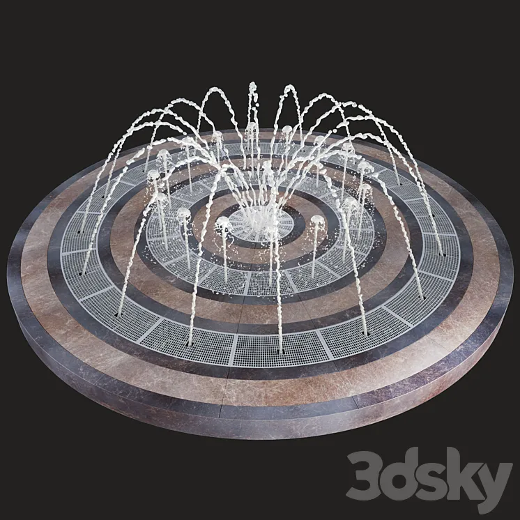 Round fountain dry 3DS Max