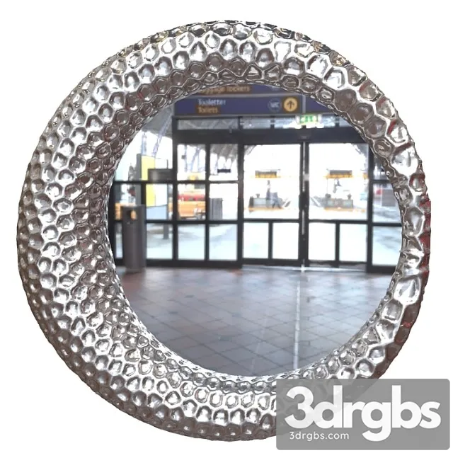 Round mirror in a silver frame