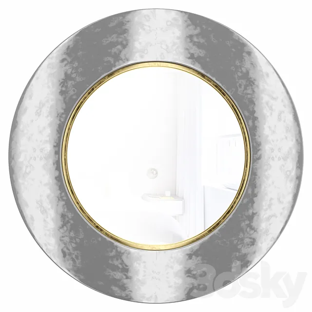 Round mirror in white frame Porter White 3ds Max