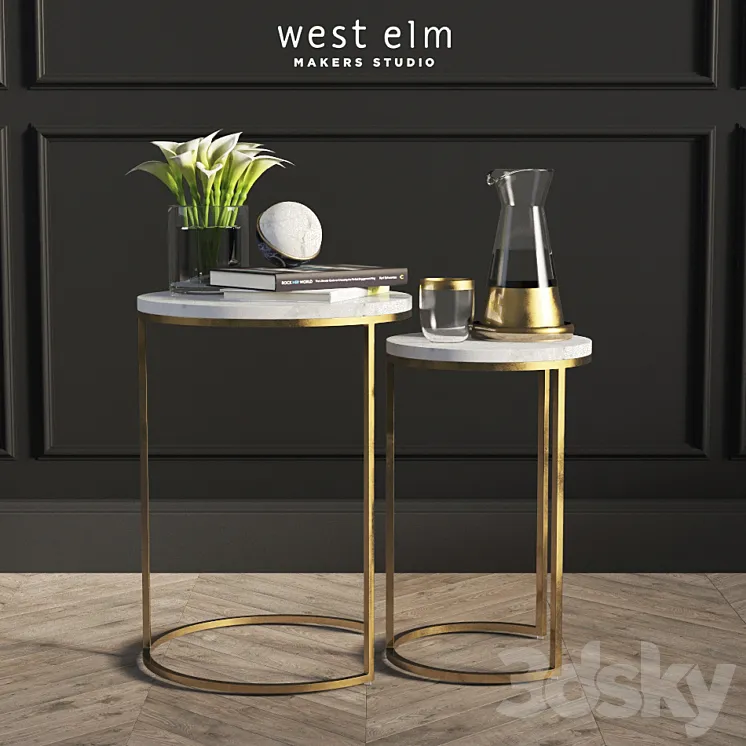 Round Nesting Side Tables Set West Elm 3DS Max