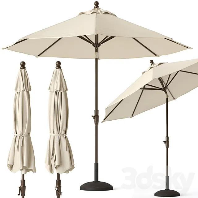 Round Outdoor Patio Umbrella Pottery Barn 3DS Max Model