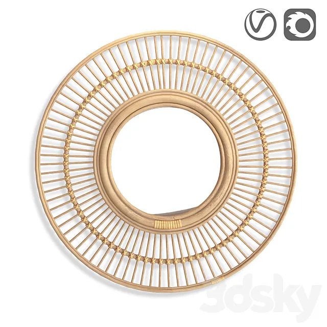 Round rattan mirror Nogu 3ds Max