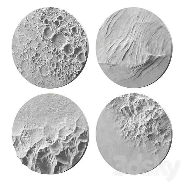 Round relief panel set 3DS Max Model