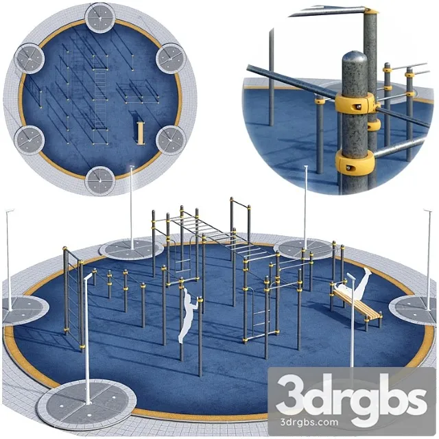Round sports ground with horizontal bars children playground 3dsmax Download