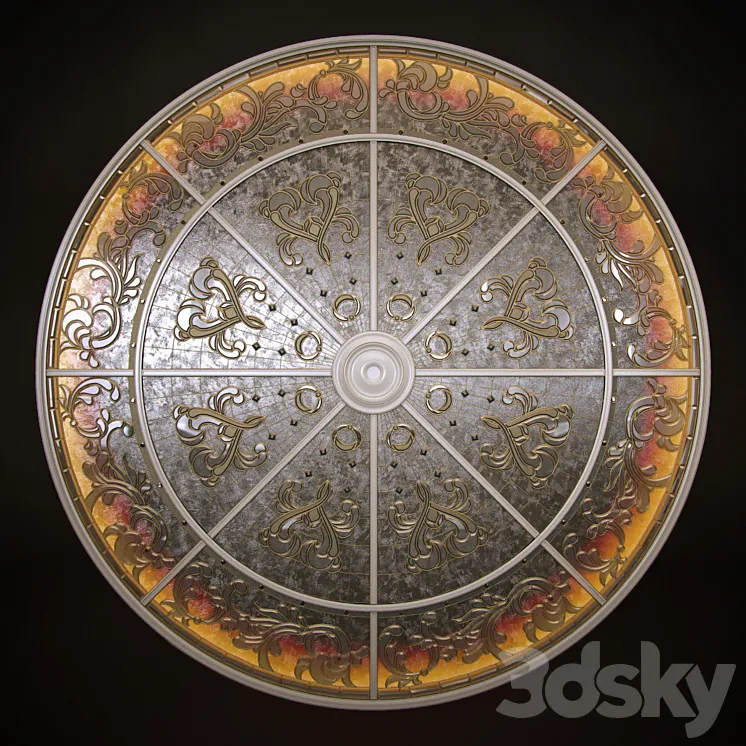 Round Stained Glass Ceiling 3DS Max Model