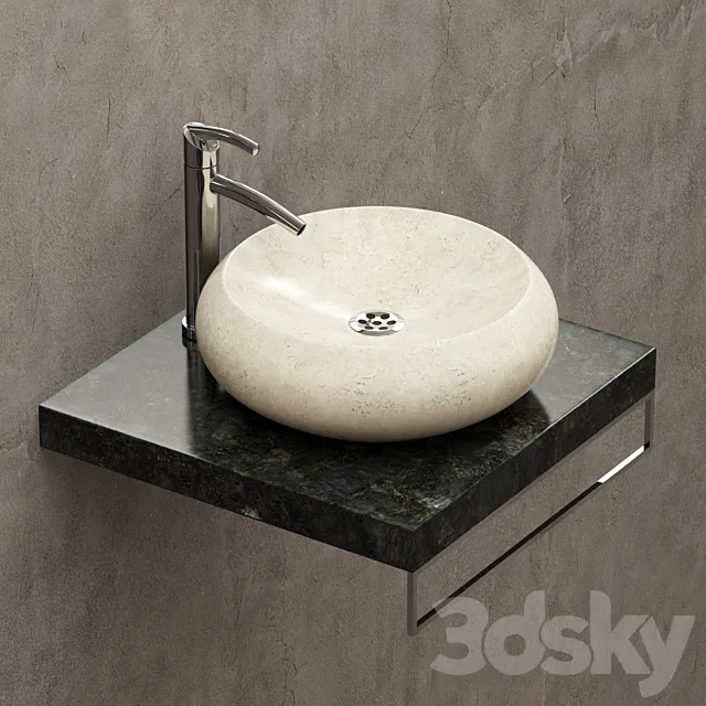 Round stone sink 3DSMax File