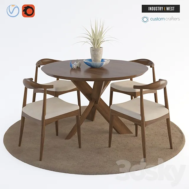 Round Table with Chairs (Custom Crafters & Industry West) 3ds Max