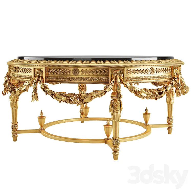 Round Tisserant Coffee Table in Bronze Classic Style 3DS Max Model