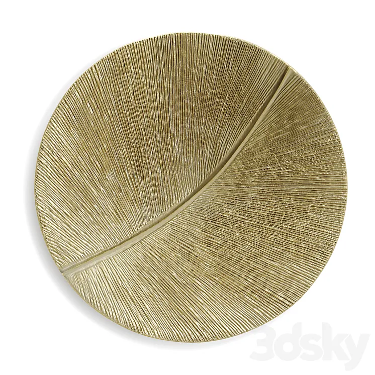 Round wall panel leaf curcle gold 3DS Max