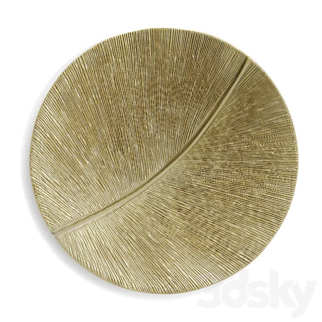 Round wall panel leaf curcle gold 3DSMax File