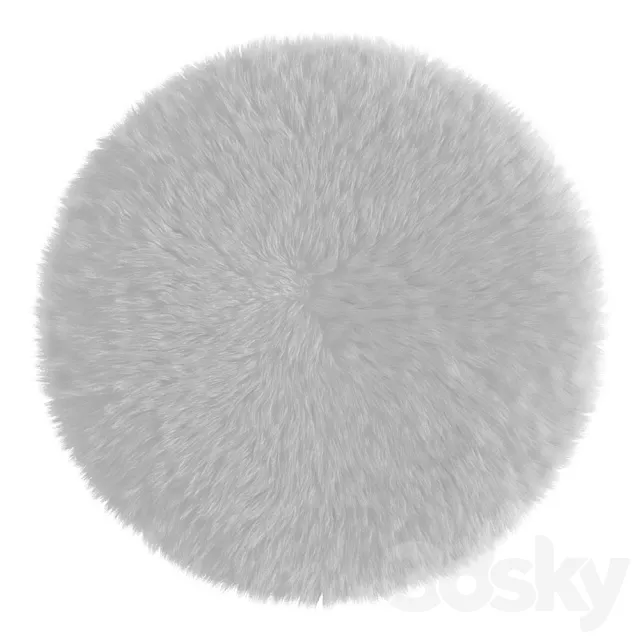 Round white rug 3ds Max