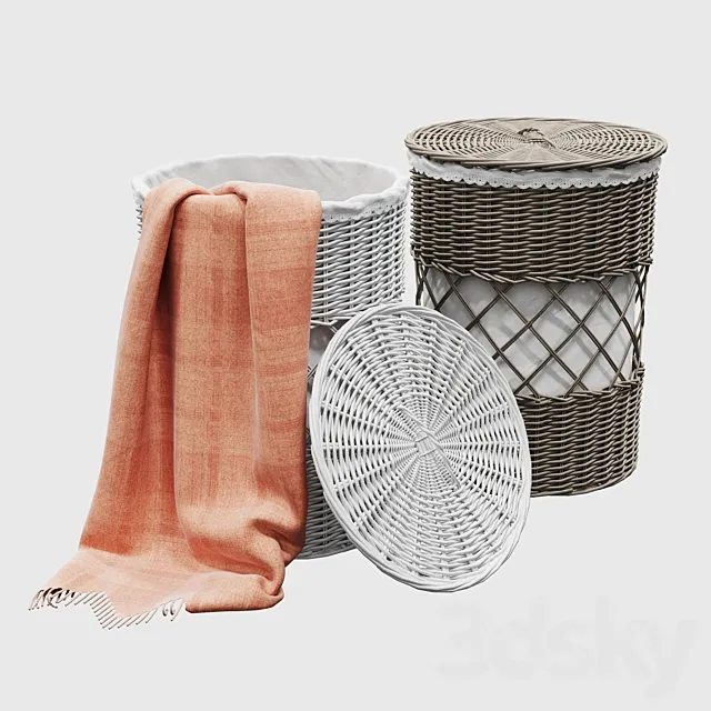Round wicker basket 3ds Max