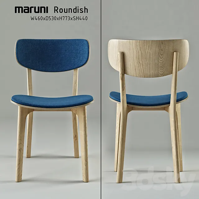 Roundish_Maruni_Armless chair 3DSMax File