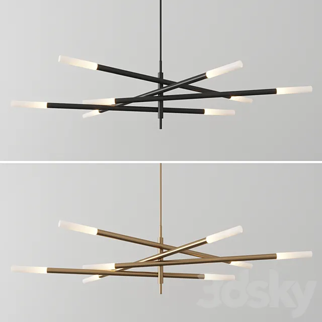 Rousseau grande eight light articulating chandelier by Kelly Wearstler 3DS Max Model