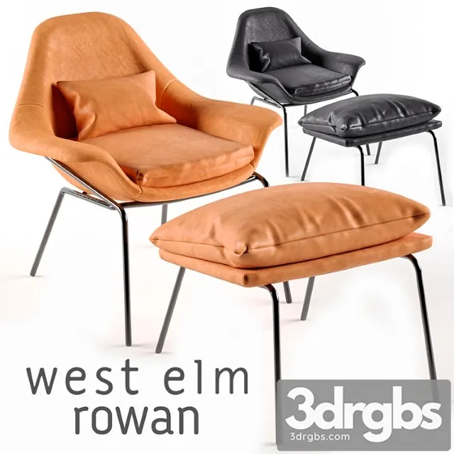 Rowan leather chair and ottoman by west elm 3dsmax Download