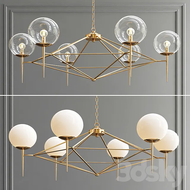 Rowan Milk & Clear Glass Chandelier 3ds Max