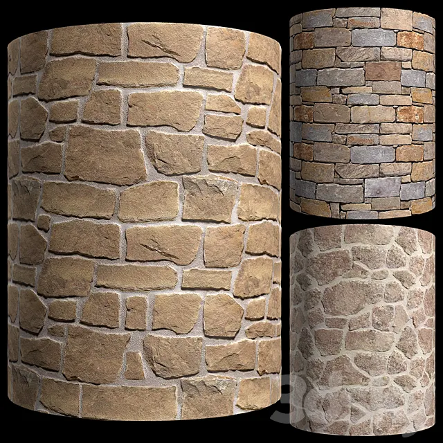 Rubble wall stone masonry 3ds Max