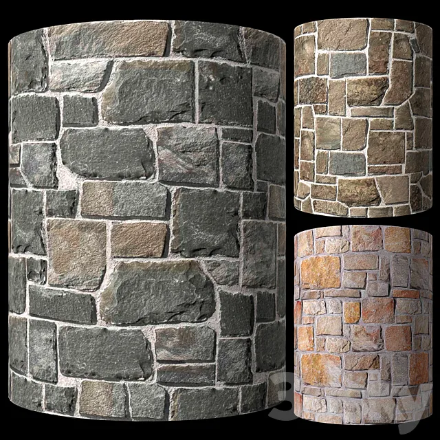 Rubble wall stone masonry 3ds Max