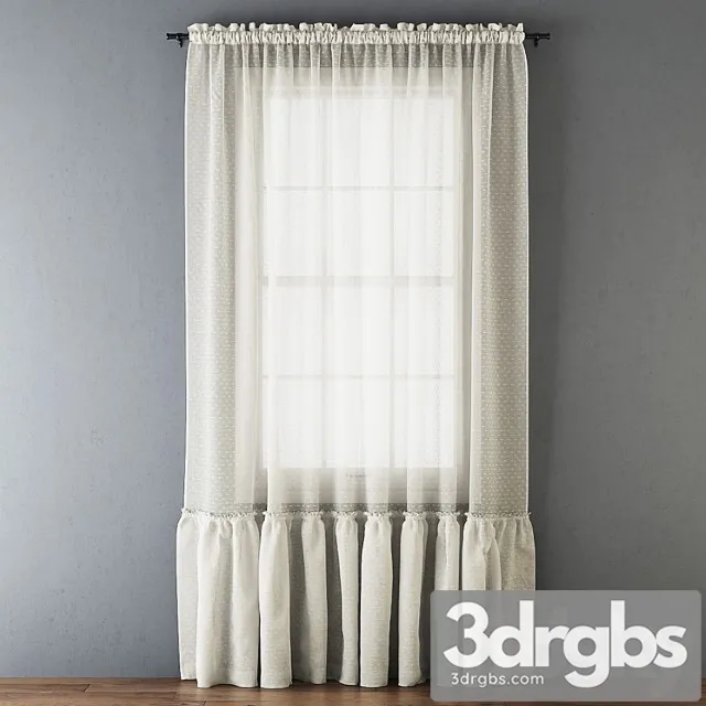 Ruffled cotton sheer curtain 3dsmax Download