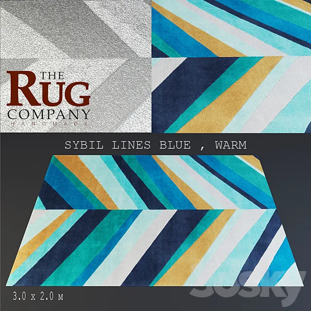 rug The Rug company. Sybil lines blue & Warm 3DSMax File