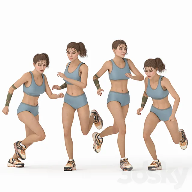 Runner Woman 04 poses 3ds Max