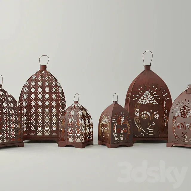 Rust Lantern Set 3ds Max