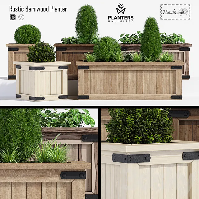 Rustic barnwood planter one 3DS Max Model