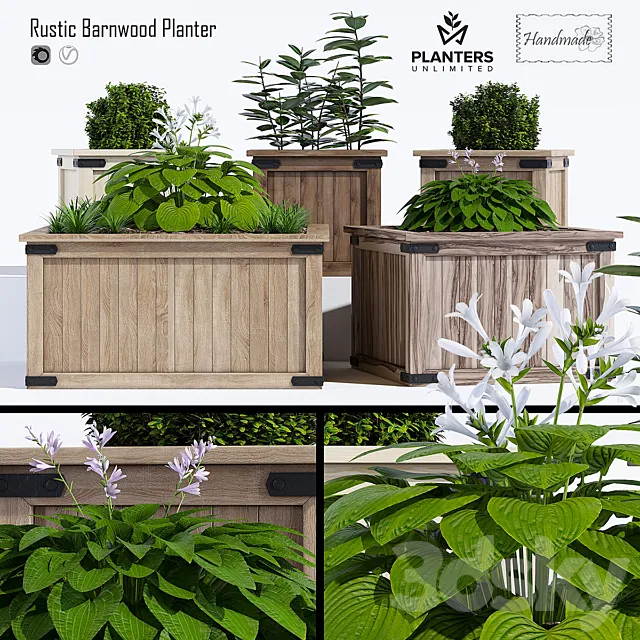 Rustic barnwood planter two 3ds Max