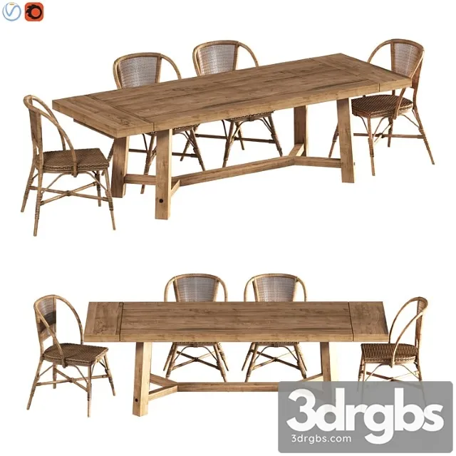 Rustic farmhouse dining table 2 3dsmax Download