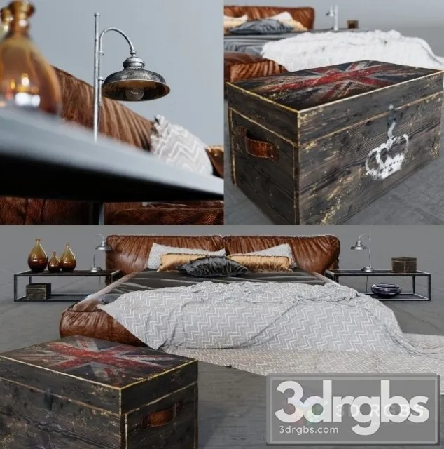 Rustic Leather Bed 3dsmax Download