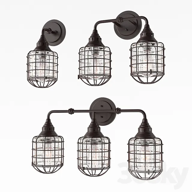 RUSTIC LOFT CAGE BATH LIGHT WL 3DS Max Model