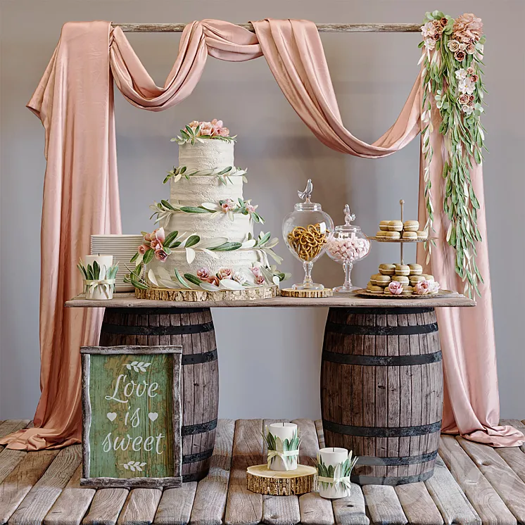 Rustic wedding style sweet table 3DS Max