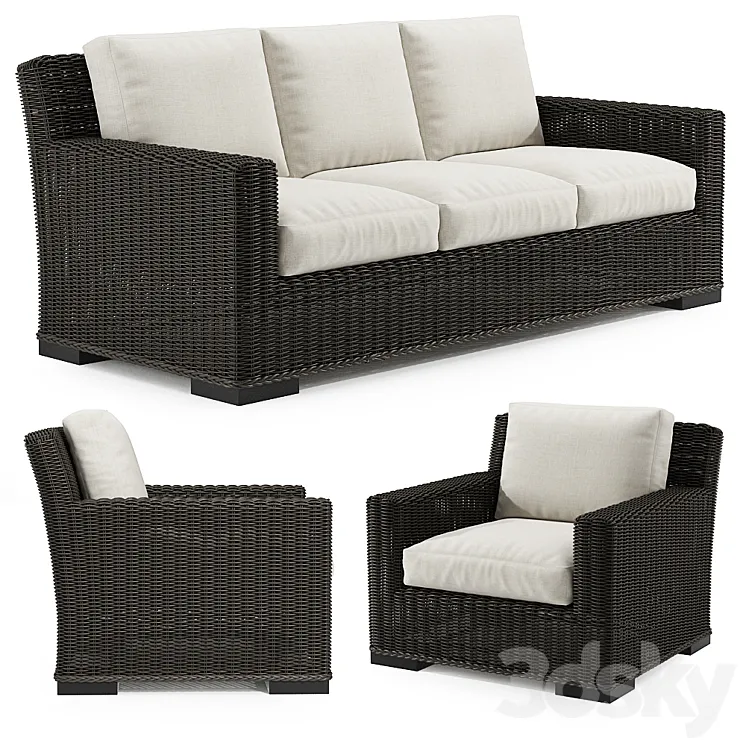 Rustic Woven Lounge Sofa & Chair 3DS Max