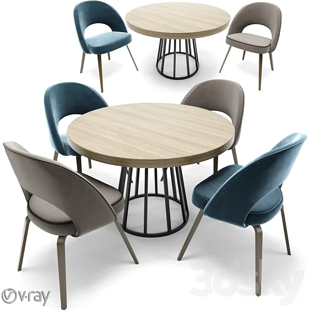 Saarinen Executive Dining Chair & Round Table 3ds Max