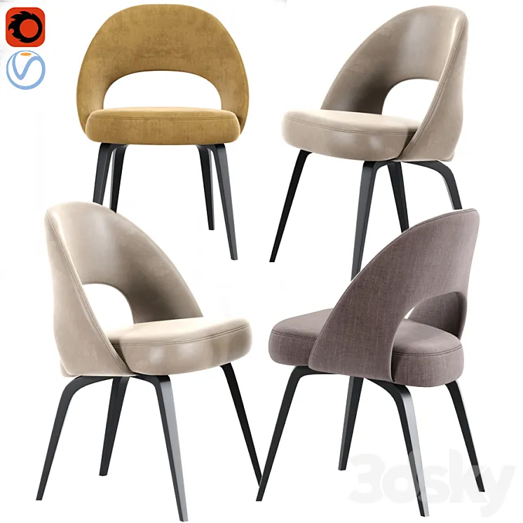 Saarinen Executive Side Chair with Wood Legs 2 3DS Max