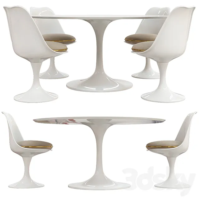 Saarinen tulip table chairs 3DS Max Model