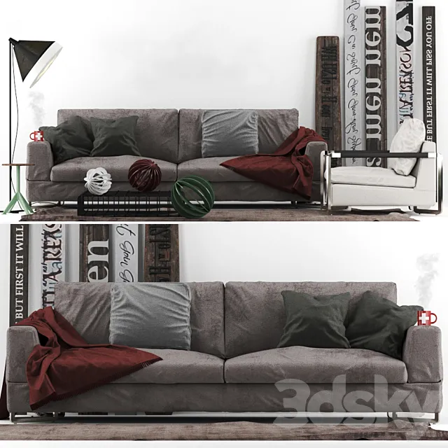 Saba Italia Sofa No Logo Basic Armchair No Logo Light 3DSMax File