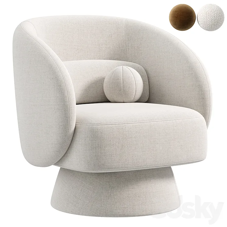 Saboor Upholstered Swivel Barrel Chair 3DS Max