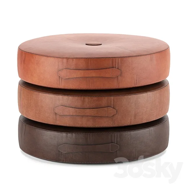 Saddle Color Leather Drum Stacking Cushion 3DSMax File