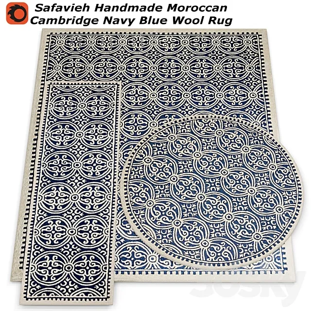 Safavieh Handmade Moroccan Cambridge Navy Blue Wool Rug 3DSMax File